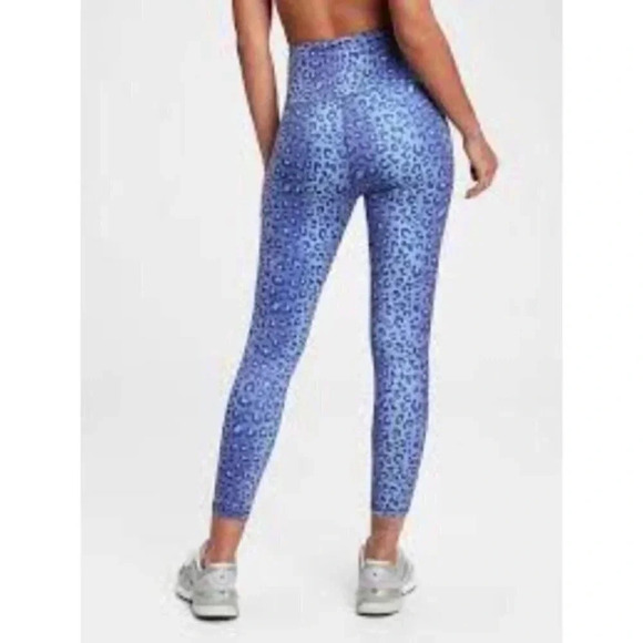 GapFit  Eclipse 7/8 Compression Legging Workout Blue Lilac Leopard Print Small - Picture 3 of 13